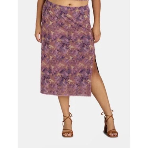VTG Y2K No Boundaries Midi‎ Skirt 2X 20 Floral Mesh Fairy Grunge WhimsiGoth EUC - Picture 1 of 2